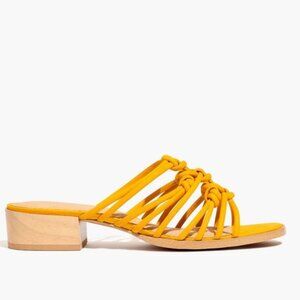 Madewell Strap Knot Slide Sandals Yellow Suede sz 8